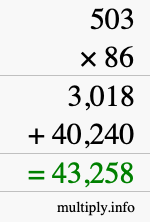 How to calculate 503 times 86 using long multiplication