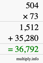 How to calculate 504 times 73 using long multiplication How to calculate 504 times 73 using long multiplication