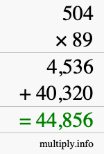 How to calculate 504 times 89 using long multiplication