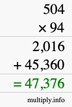 How to calculate 504 times 94 using long multiplication