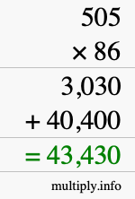How to calculate 505 times 86 using long multiplication