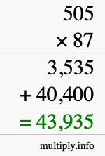 How to calculate 505 times 87 using long multiplication How to calculate 505 times 87 using long multiplication