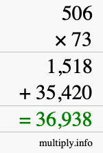 How to calculate 506 times 73 using long multiplication How to calculate 506 times 73 using long multiplication