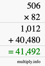 How to calculate 506 times 82 using long multiplication