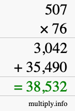 How to calculate 507 times 76 using long multiplication