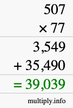 How to calculate 507 times 77 using long multiplication