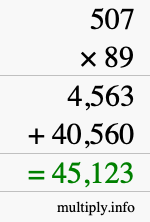 How to calculate 507 times 89 using long multiplication