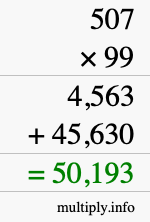 How to calculate 507 times 99 using long multiplication