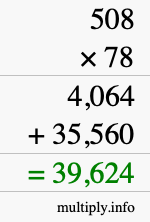 How to calculate 508 times 78 using long multiplication