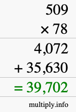 How to calculate 509 times 78 using long multiplication