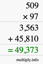 How to calculate 509 times 97 using long multiplication