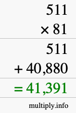 How to calculate 511 times 81 using long multiplication