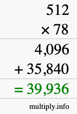 How to calculate 512 times 78 using long multiplication