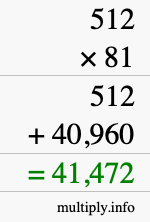 How to calculate 512 times 81 using long multiplication
