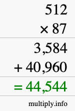 How to calculate 512 times 87 using long multiplication How to calculate 512 times 87 using long multiplication