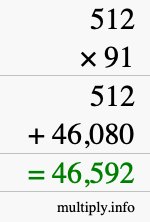 How to calculate 512 times 91 using long multiplication