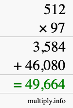 How to calculate 512 times 97 using long multiplication