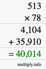 How to calculate 513 times 78 using long multiplication