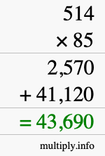 How to calculate 514 times 85 using long multiplication How to calculate 514 times 85 using long multiplication