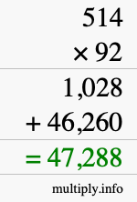How to calculate 514 times 92 using long multiplication How to calculate 514 times 92 using long multiplication