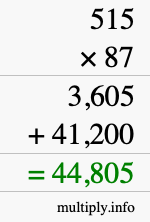 How to calculate 515 times 87 using long multiplication How to calculate 515 times 87 using long multiplication