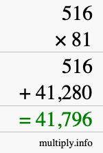How to calculate 516 times 81 using long multiplication