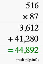 How to calculate 516 times 87 using long multiplication How to calculate 516 times 87 using long multiplication