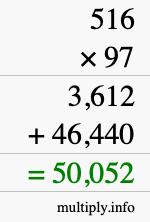 How to calculate 516 times 97 using long multiplication