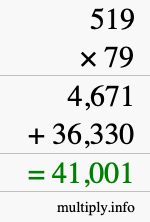 How to calculate 519 times 79 using long multiplication