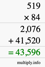How to calculate 519 times 84 using long multiplication How to calculate 519 times 84 using long multiplication
