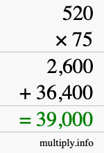 How to calculate 520 times 75 using long multiplication How to calculate 520 times 75 using long multiplication