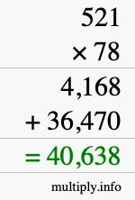 How to calculate 521 times 78 using long multiplication