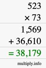 How to calculate 523 times 73 using long multiplication How to calculate 523 times 73 using long multiplication