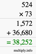 How to calculate 524 times 73 using long multiplication How to calculate 524 times 73 using long multiplication