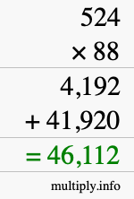 How to calculate 524 times 88 using long multiplication How to calculate 524 times 88 using long multiplication