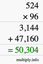 How to calculate 524 times 96 using long multiplication How to calculate 524 times 96 using long multiplication