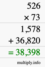 How to calculate 526 times 73 using long multiplication