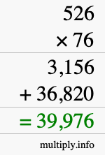 How to calculate 526 times 76 using long multiplication