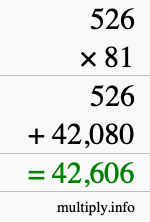 How to calculate 526 times 81 using long multiplication