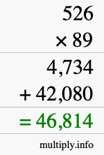 How to calculate 526 times 89 using long multiplication