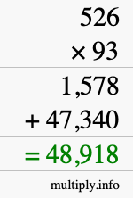 How to calculate 526 times 93 using long multiplication