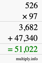 How to calculate 526 times 97 using long multiplication