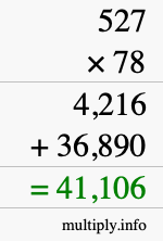 How to calculate 527 times 78 using long multiplication