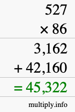 How to calculate 527 times 86 using long multiplication