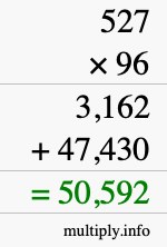 How to calculate 527 times 96 using long multiplication How to calculate 527 times 96 using long multiplication