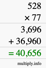 How to calculate 528 times 77 using long multiplication