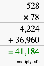 How to calculate 528 times 78 using long multiplication