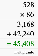How to calculate 528 times 86 using long multiplication