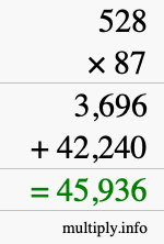 How to calculate 528 times 87 using long multiplication