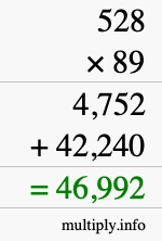 How to calculate 528 times 89 using long multiplication